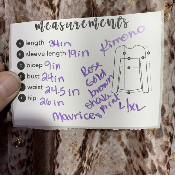 Maurices Kimono Open Cardigan Rose Gold Snake Print Women’s Size L/XL - Picture 9 of 9